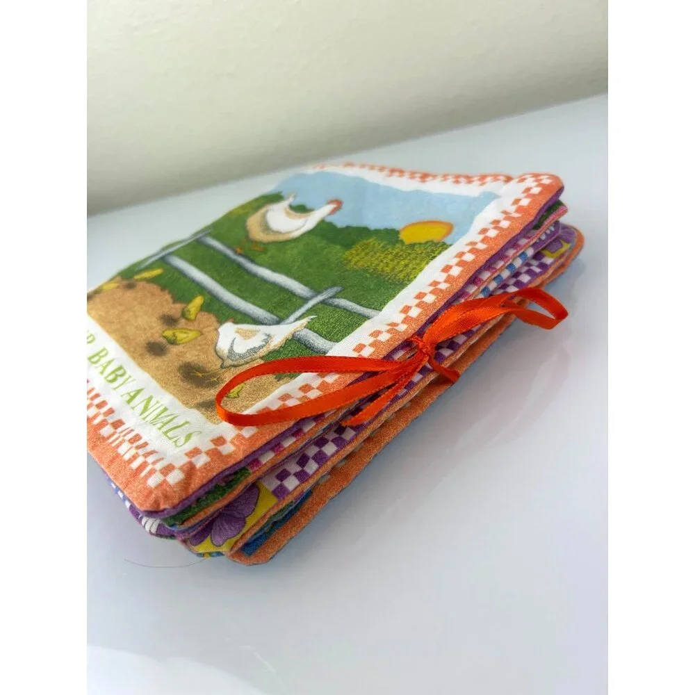 Soft Baby Book Wake Up, Baby Animals Fabric Farm Country Sewn Hand Crafted Toy